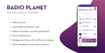 Radio Planet Pro | Multi-station Radio App With Admin Panel