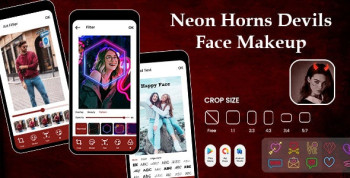 Neon Horns Devils Face Makeup Editor – Neon Horns Devil Face