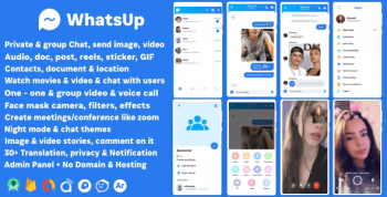 WhatsUp – WhatsApp Clone Chat Groups Video &amp; Audio Call Zoom Watch Party Chatting Social Network App