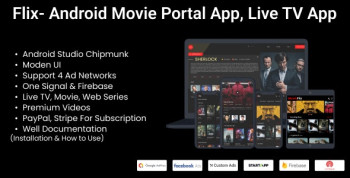 Flix- Android Movie Portal App, Live TV with Subscription System- AdMob, Facebook Also