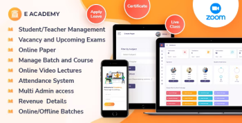 E-Academy – Online Classes / Institute / Tuition And Course Management (Android App + Admin Panel)